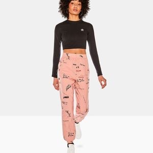 ADIDAS Originals Women’s Small RYV printed cuffed sweatpants in pink